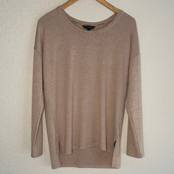 NEW Banana Republic Tan Neutral Sweater Tunic Long Sleeve Rayon Quiet Luxury - Picture 1 of 8